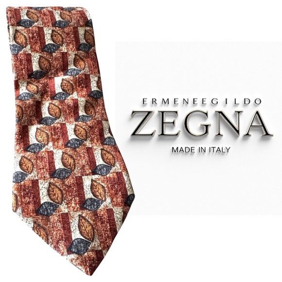 Ermenegildo Zegna Men’s Silk Tie Orange Floral Made in Italy 3.875” x 57.75” GUC - Picture 1 of 8